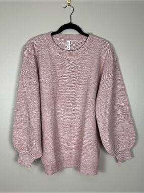 Women's Balloon-Sleeve Crewneck Sweater - Blush Pink NWT Size M
